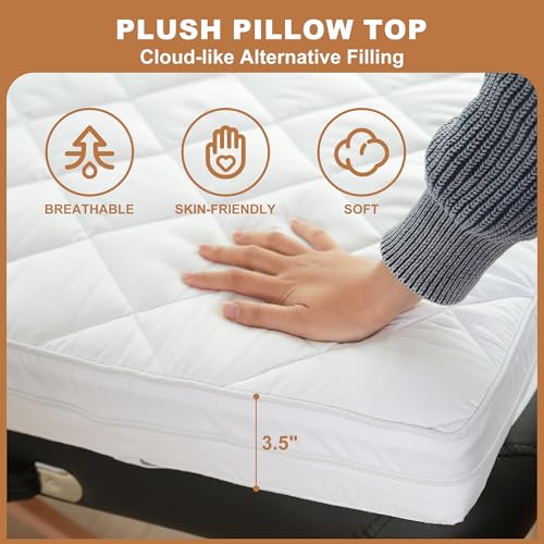 JINGFUD 73" White Lash Bed Topper Set with Gel Memory Foam & Face Rest Cover
