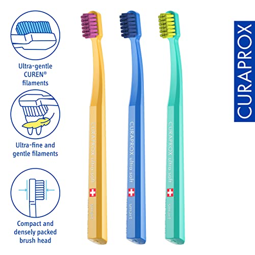 Curaprox CS Smart Toothbrush 3-Pack - Small Head, Gentle, Swiss Made