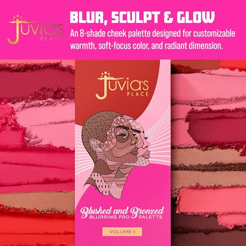 Juvia’s Place Blushed & Bronzed Blurring Pro Palette Volume 1 - 8 Shade Matte & Shimmer Blush & Bronzer Palette with Mirror
