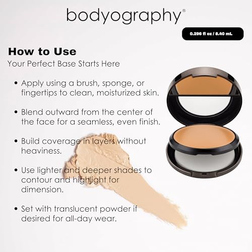 Bodyography Silk Cream Foundation ? Medium/Dark | Hydrating, Weightless Liquid Cream Foundation with Hyaluronic Acid & African Rooibos Tea | Medium-to-Full Coverage, Luminous Finish