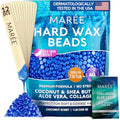 MAREE Hard Wax Beads - Hair Removal Kit with Marine Collagen Shea Butter & Aloe Vera - Body & Bikini - For Sensitive Skin - 450G