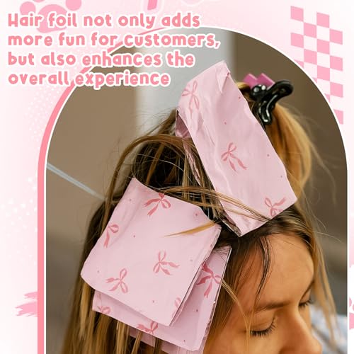 Pink Bow Hair Foils for Highlighting - 500 Sheets, 5 x 10.75 in, Salon Use - AmazingSpark Variation