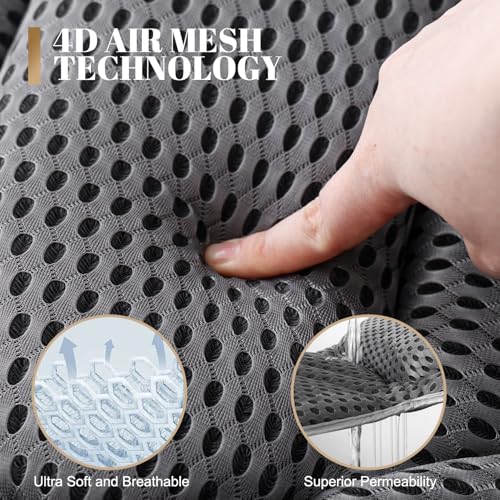 Idle Hippo Grey 4D Air Mesh Bath Pillow - Neck & Back Support for Tub & Spa
