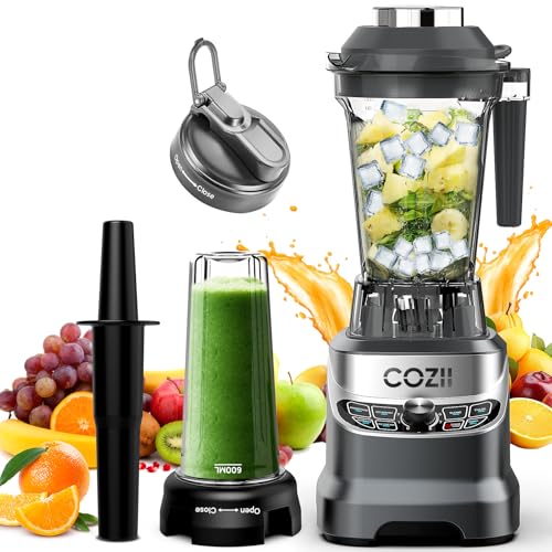 COZII 2000W Professional Kitchen Blender 64oz Smoothie & 21oz To-Go Cup - Sky Grey