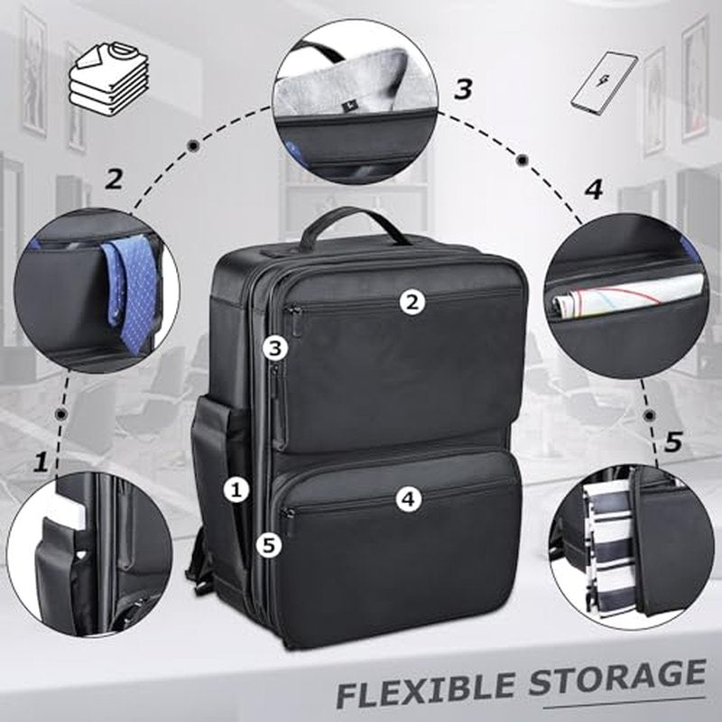 Barber Bag with Detachable Tray, 16.8-in Travel Backpack for Clippers and Supplies, Large Capacity Hairdresser Bag with Adjustable Dividers for Hair Cutting Tools