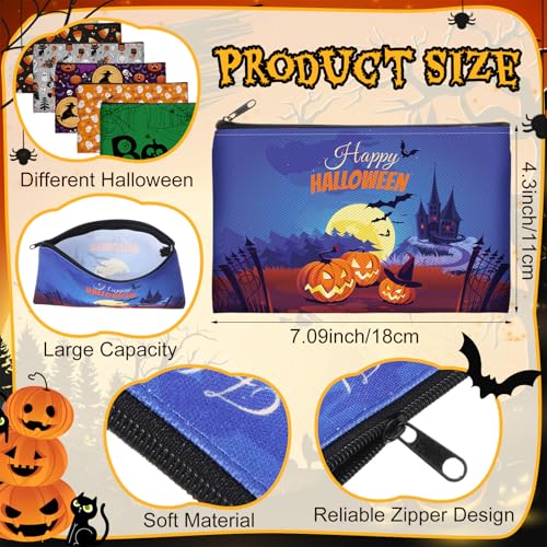 Halloween Makeup Bags Set of 40, Spooky Zipper Cosmetic Pouches for Party Favors