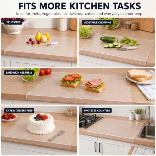 Wesiti Clear Acrylic Cutting Board with Counter Lip - 30 x 20 Inches, Medium