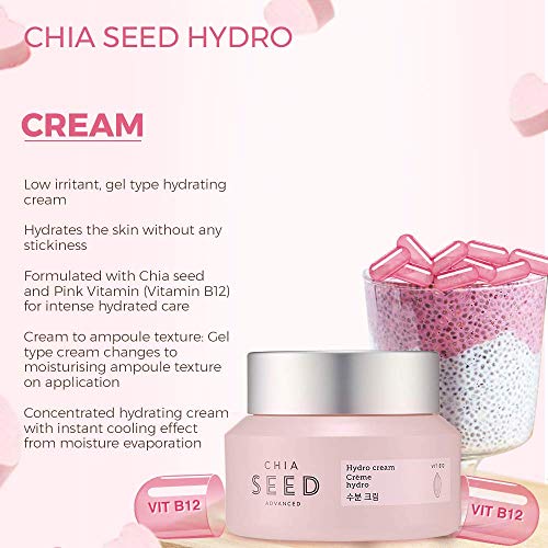 The Face Shop Chia Seed Hydro Cream - Hydrating Gel Moisturizer for Skin, 1.76 oz