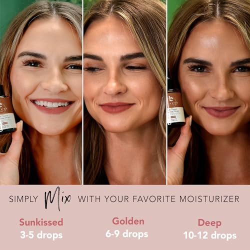 Self Tanning Drops with Kabuki Brush - Natural, Customizable Sunless Tan