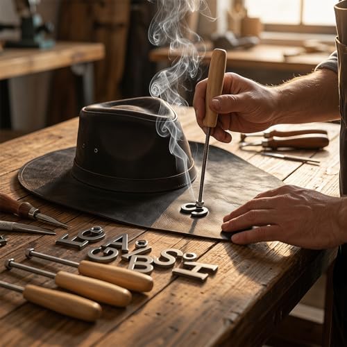 1 Inch Branding Iron Set with Letters & Numbers - Stainless Steel, DIY Wood & Leather Stamping Kit, Includes Heat Rods & Gloves