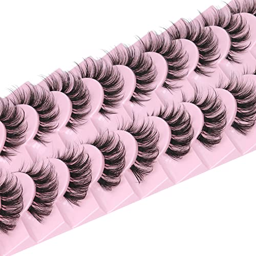 False Eyelashes Clear Band Natural Lashes Wispy Cat Eye 15mm Russian D-Curl Lashes Extension Strip Eyelashes Pack by Kiromiro