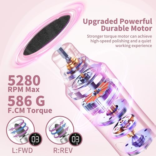 Electric Nail Drill Kit Cordless White with Pouch - Professional Pedicure Set