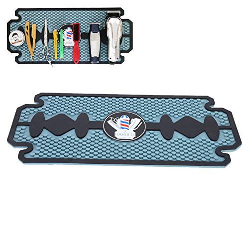 Uxsiya Silicone Barber Work Station Mat Flexible PU Barber Work Pad Hairdresser Countertop Mat for Hairdressing Tools(Black)