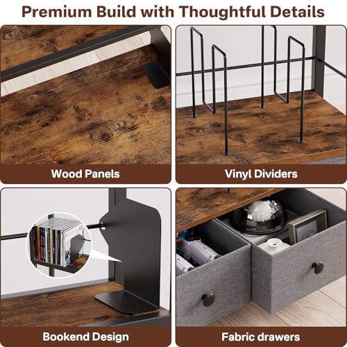6-Tier Media Storage Rack for Vinyl Records, CDs, DVDs & Books