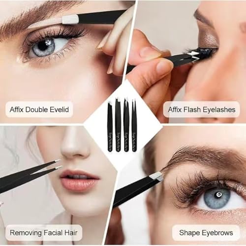 Tweezer Set - High Grade Tweezers For Women And Men, Perfect For Eyebrows Facial Hair Ingrown Hair And Splinter Removal