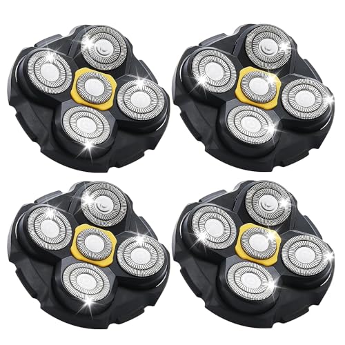 Silvery 4-Pack Head Shaver Replacement Heads for Microtouch Titanium Head Bald Men