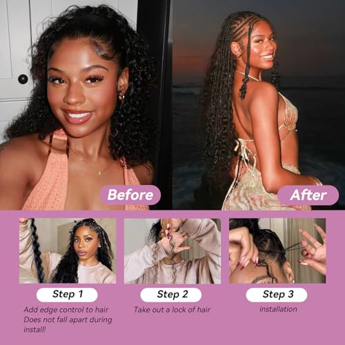 Deep Water Wave Human Hair Bundles 24 Inch Boho Braiding Hair No Weft 50g