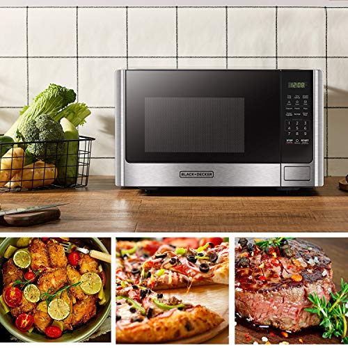 Countertop Microwave Oven 0.9 Cu.Ft 900W Stainless Steel - Black+Decker