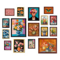 12x15 Framed Eclectic Wall Art Set - Maroon, 16 Pieces Mid-Century Modern Gallery Wall Decor