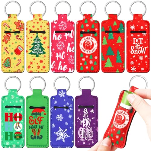 50 Pcs Christmas Lipstick Holder Keychain Xmas Lip Balm Lip Gloss Lipstick Holder Keychain Christmas Stocking Stuffer
