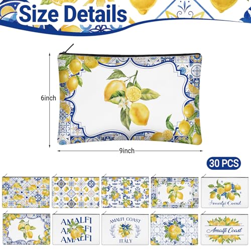 KOPOOEOE Lemon Porcelain Canvas Makeup Bags 30 Pcs Romantic Cosmetic Pouches