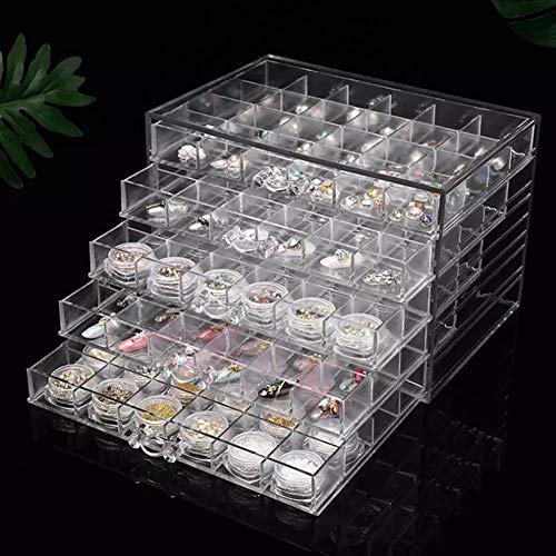 HOKY Transparent Acrylic Nail & Jewelry Organizer with 120 Grids