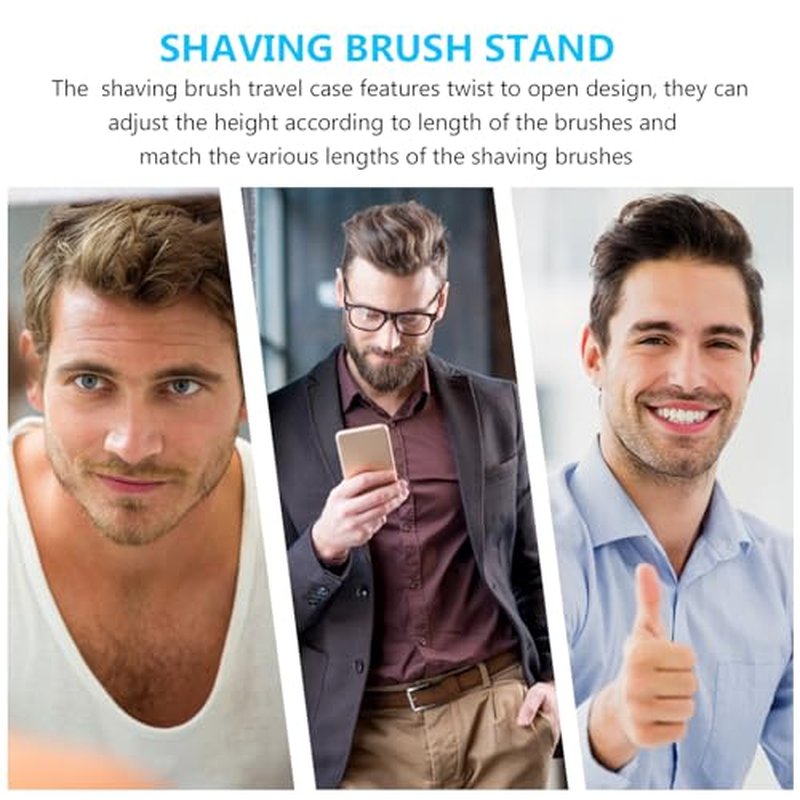 HEALLILY Travel Shaving Brush Case Adjustable Height Shave Brush Holder Stand Portable Storage for Men S Grooming