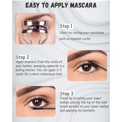 Mascara for Older Women 60 Plus,2PCS Brown Mascara Waterproof Volume and Length for Mature Women, Lengthening - Thin Long Lasting No Clumps Volumizing Mascaras Primer Ideal for Sensitive Eyes 02
