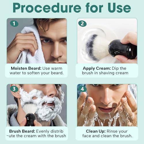 Shaving Brush Set for Men, Premium Shaving Kit for Men, Perfect for Wet Shave with Shaving Cream & Soap, Suitable for Razor, Trimmer, Clippers, Ideal Gift for Birthday and More