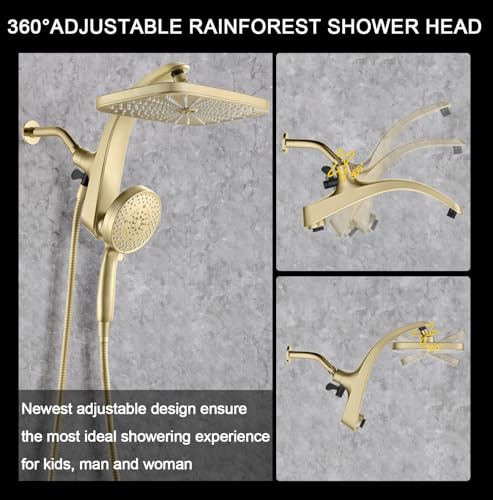 12-Inch High Pressure Rain Shower Head with Handheld Spray - 9 Modes
