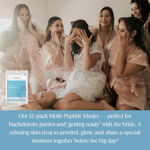 BioRepublic Multi-Peptide Power Recovery Face Masks 3-Pack - Anti-Aging Biocellulose Sheet Mask for Wrinkles & Radiance