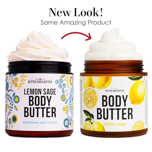 Natural Shea Butter Lemon Sage Body Butter for Dry Skin Moisturizer