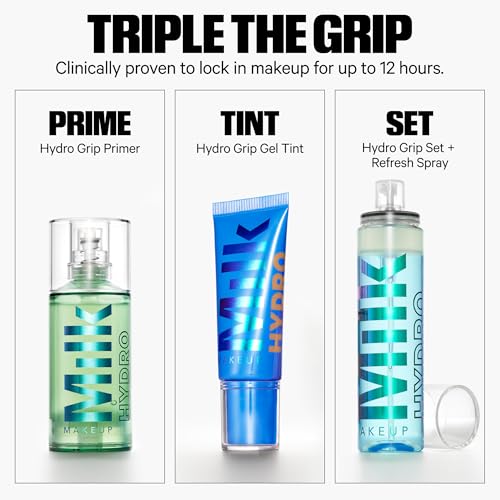 Milk Makeup Hydro Grip Set + Refresh Spray with Hyaluronic Acid ? Sets Makeup + Hydrates Skin for Up to 12 Hours ? Long-Lasting, Alcohol-Free Facial Mist for Dewy, Radiant Skin
