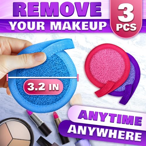 Makeup Remover Cloth Exfoliating Face Scrub - 3Pcs Microfiber Cloth Facial Blackhead Remover Reusable Eye Makeup Remover Pads Face Cleansing Wipes for Women, Men - Exfoliating Washcloth Acne Wipes