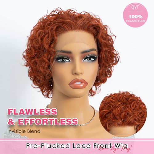 Pixie Cut Curly Lace Front Wig 8in Human Hair Short Afro Style - Variation 350#