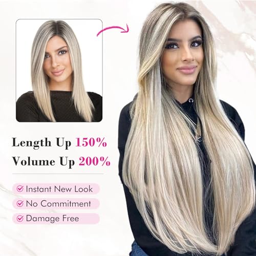 28 Inch Thick Clip-In Hair Extensions Set - Medium Blonde, 4 Pieces, 320g Variation of THIS listing