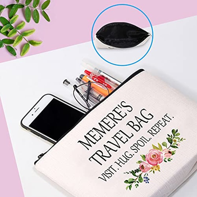 GJTIM Memere Travel Gift Zipper Pouch Makeup Bag Birthday Gift for Grandma (Memere's Travel Bag)