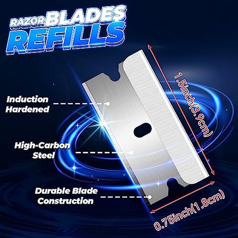 DIYSELF Single Edge Razor Blades, 200 Pcs - High Carbon Steel Razor Blades for Removing Decals, Stickers