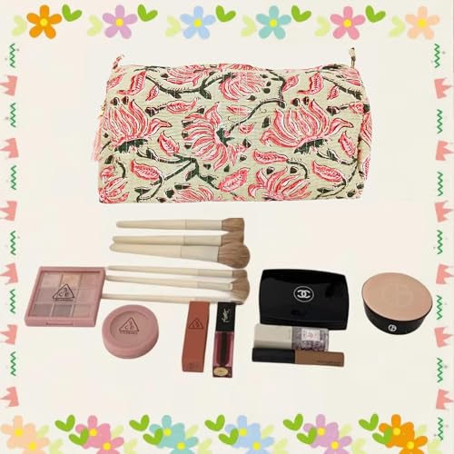 Beige 3-Piece Makeup Organizer Bag Set with Zipper Closure - Travel Cosmetic Bags