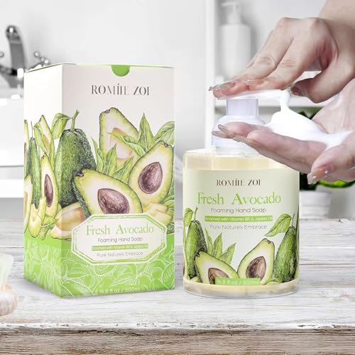 ROMIIE ZOI Foaming Hand Soap with Gift Box- Avocado- Biodegradable Formula Moisture & Revitalize - 500ml/ 16.8oz
