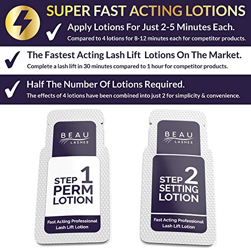 Beau Lashes Lash Lift Lotions - 10 Treatments (Variation: Lash Lift Lotions) for Professional Perming, Curling & Lifting