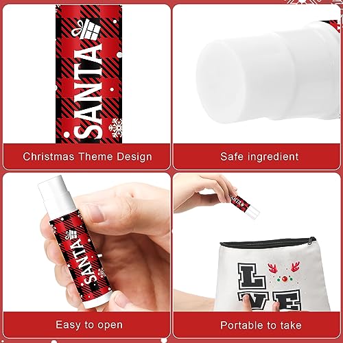 Sosation 40 Pcs Christmas Flavored Lip Balm Bulk Holiday Christmas Stocking Gift Set Celebrate Lip Balm Stick Beauty Lip Care