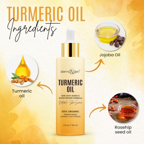 Organic Turmeric Face Oil for Skin Lightening & Anti-Aging - 4 Fl Oz (Pack of 1)