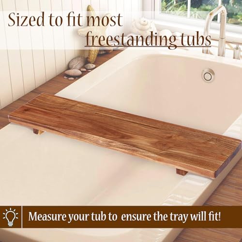 35" Acacia Wood Bathtub Tray Caddy for Freestanding Tubs - Thickened 1.2" Board, Elegant Spa Accessory