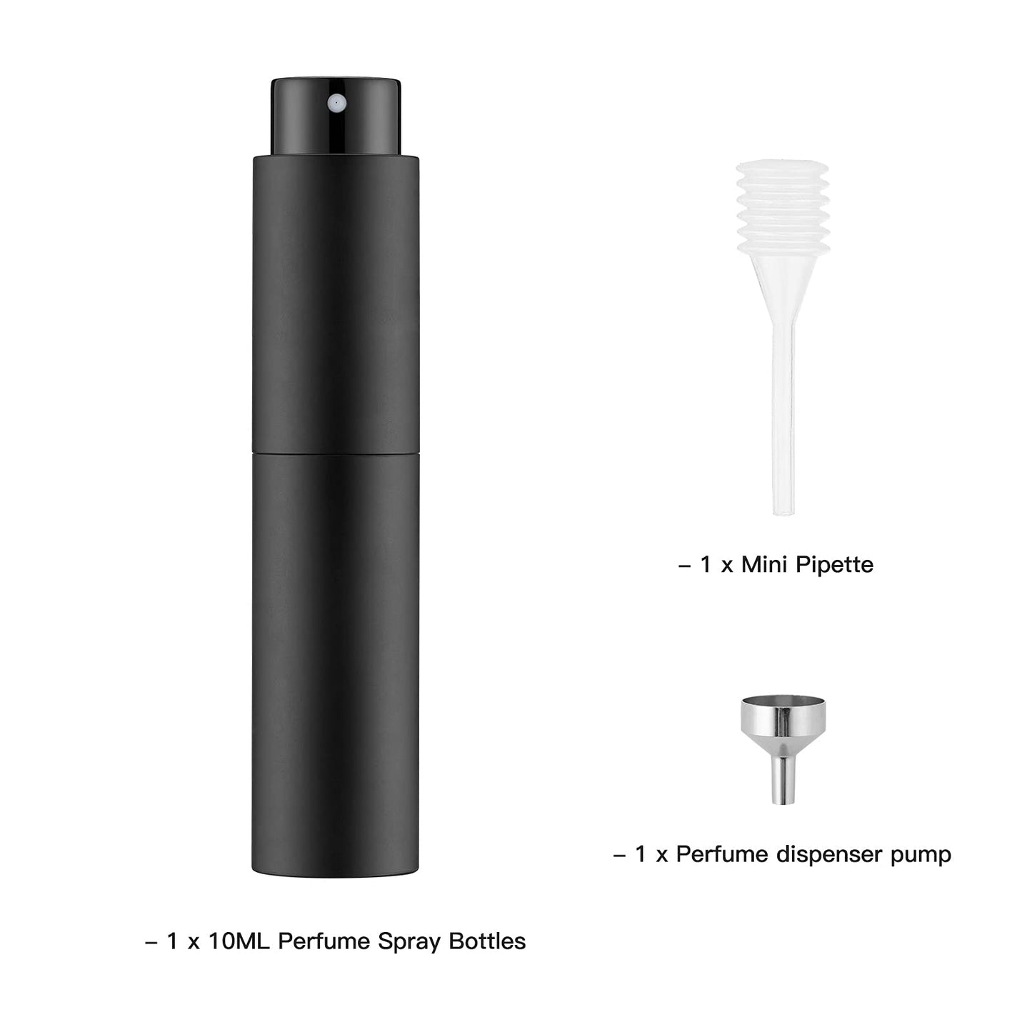 Tekson 10ml Travel Perfume Atomizer Refillable, Mini Cologne Spray Bottle Empty, Small Coffee Spray Bottle (Black)
