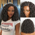 Short Curly Water Wave Glueless Wig - Natural Black, 12 Inch, Beginner Friendly