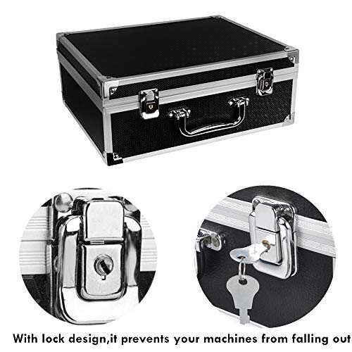 Yuelong Black Aluminum Tattoo Carry Case 12.6x9.5x5.1 Inch with Double Lock & Foam