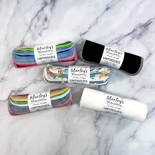 Reusable Cotton Facial Tissues Rainbow Pack - 12 Washable Flannel Handkerchiefs for Sensitive Skin
