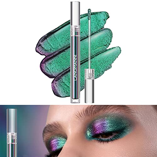Jolilab Metallic Liquid Chameleon Eyeshadow, Multi-Dimensional Eye Looks, Long-lasting Holographic Glitter Multichrome Eyeshadows Makeup (#Peacock+#GX013)