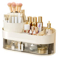 Rotating Makeup Brush Holder organizer with Drawer White Makeup Organizers Countertop Large Makeup Organization Skincare Storage for Vanity Desktop Bathroom